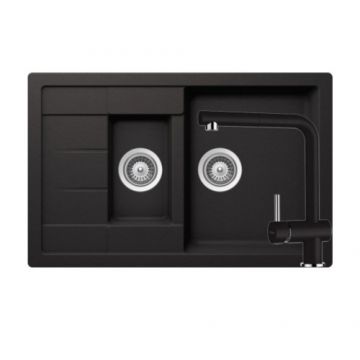 Chiuveta De Bucatarie Granit - Schock MANHATTAN D-150S + baterie EPOS Extensibila - Culoare Nero