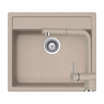 Chiuveta De Bucatarie Granit - Schock NEMO N-100 + baterie EPOS Extensibila + cos scurgere ajustabil cadou - Culoare Sabbia