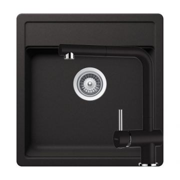 Chiuveta De Bucatarie Granit - Schock NEMO N-100S + baterie EPOS Extensibila + cos scurgere ajustabil cadou - Culoare Nero