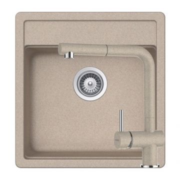 Chiuveta De Bucatarie Granit - Schock NEMO N-100S + baterie EPOS Extensibila + cos scurgere ajustabil cadou - Culoare Sabbia