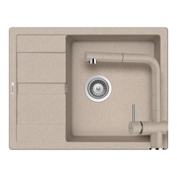 Chiuveta De Bucatarie Granit - Schock RONDA D-100L + baterie EPOS Extensibila - Culoare Sabbia
