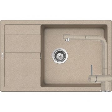 Chiuveta De Bucatarie Granit - Schock RONDA D-100XL + baterie EPOS Extensibila - Culoare sabbia