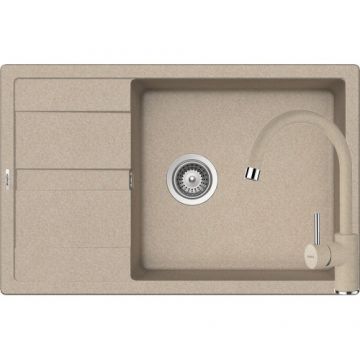 Chiuveta De Bucatarie Granit - Schock RONDA D-100XL + baterie PLUTOS - Culoare sabbia