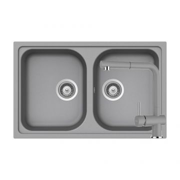 Chiuveta Dubla De Bucatarie Granit - Schock Viola N-200S + baterie EPOS Extensibila - Culoare croma