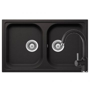 Chiuveta Schock Viola N-200S + Baterie Plutos - Culoare Nero