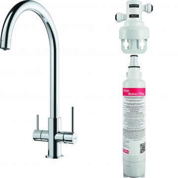 Baterie bucatarie Franke Lina Clear Water cu 3 cai  kit filtrare inclus  crom