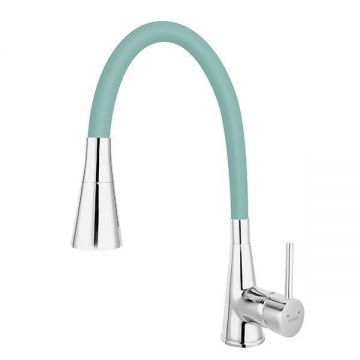 Baterie de bucatarie, Ferro, Zumba II, cu pipa flexibila, menta
