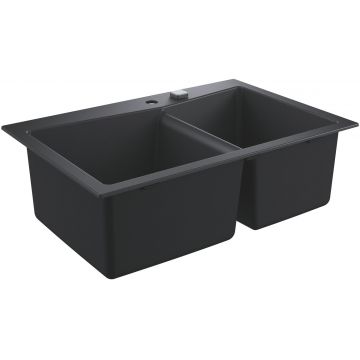 Chiuveta bucatarie Grohe K700 90 -C cu doua cuve  838x560mm  compozit  granite black