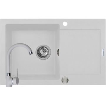 Set Chiuveta Granit + Baterie BELLO MIDO 79x50 1B 1D Snow