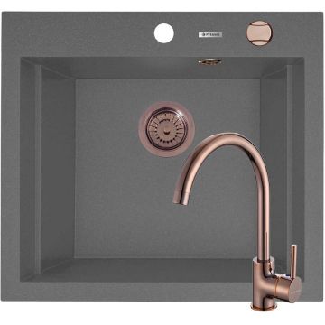 Set Chiuveta Granit + Baterie ECO BELLO Copper SIROS 57x51.5 1B Grey Set Chiuveta Granit + Baterie ECO BELLO Copper SIROS 57x51.5 1B Grey