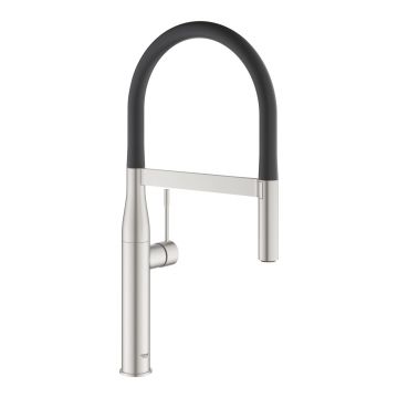 Baterie bucatarie Grohe Essence cu pipa flexibila ProfiSpray  supersteel