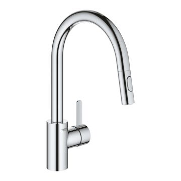Baterie bucatarie Grohe Eurosmart Cosmopolitan cu dus extractibil dual spray  pipa C  crom