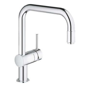 Baterie bucatarie Grohe Minta cu dus extractibil pipa U crom Baterie bucatarie Grohe Minta cu dus extractibil pipa U crom