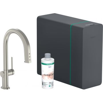 Baterie bucatarie Hansgrohe Aqittura M91 cu pipa extractibila sistem de filtrare SodaSystem 210 inox Baterie bucatarie Hansgrohe Aqittura M91 cu pipa extractibila sistem de filtrare SodaSystem 210 inox