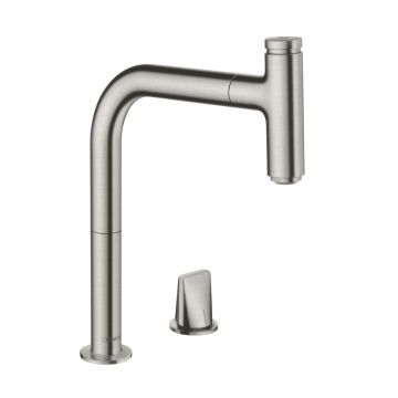 Baterie bucatarie Hansgrohe Metris M7119-H200 din doua elemente  ComfortZone 200  dus extractibil  inox periat
