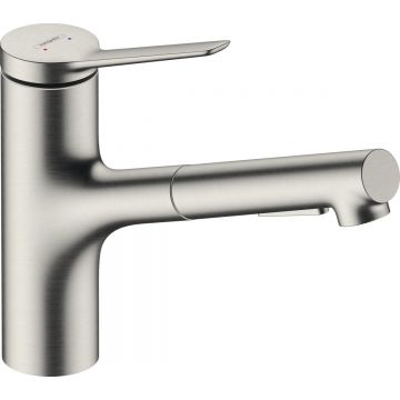 Baterie bucatarie Hansgrohe Zesis M33 cu pipa extractibila  ComfortZone 150  sBox  inox