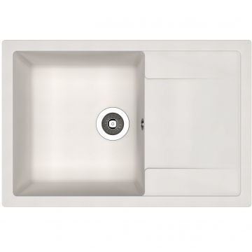 Chiuveta bucatarie Dr. Gans Techno, granit/compozit, incastrabila, alb, adancime 20 cm, 76 x 51 cm