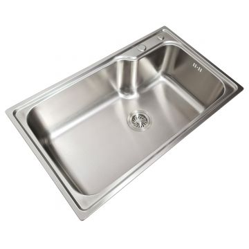 Chiuveta bucatarie inox CookingAid ATHENA XL cu dozator detergent, scurgator, gratar rulabil inox + accesorii montaj, 750x450x215mm
