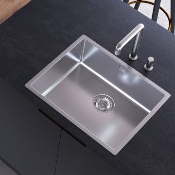 Chiuveta bucatarie inox CookingAid TASCA CANOVA CA55 cu montaj pe blat, sub blat sau la nivelul blatului+ accesorii montaj, 590x440x200mm
