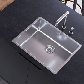 Chiuveta bucatarie inox CookingAid TASCA CANOVA CA55 cu montaj pe blat, sub blat sau la nivelul blatului+ accesorii montaj, 590x440x200mm