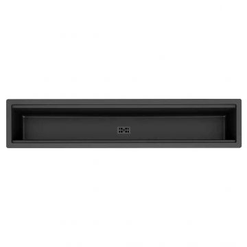Chiuveta ingusta scurgere multifunctionala neagra Invisible Dialogo 360 compozit ceramic 86cm tip rigola / canal / jgheab drenare, 860x180x165mm