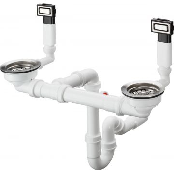 Sifon cu preaplin Hansgrohe D15-10 pentru chiuveta cu doua cuve  inox