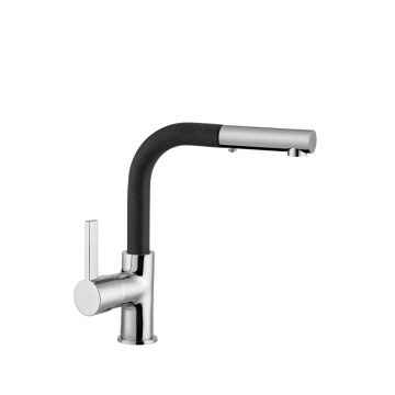 Baterie bucatarie Celesta Cosmo 1010015  monocomanda  pipa extractibila  perlator cu doua functii  cromat/negru metalic