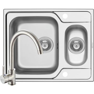 Chiuveta Fedra Extra 62 SM si Baterie Bello Crom Argintiu
