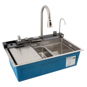 Chiuveta multifunctionala Mixxus, Cuva 220mm, Finisaj Decor, Otel inoxidabil