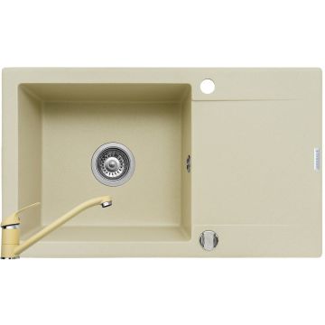 Pachet chiuveta granit KORFU 78x46 1B 1D + Baterie ASALIA Crem