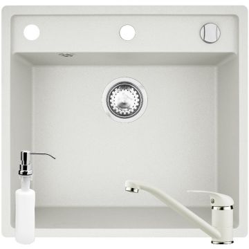 Set Chiuveta bucatarie granit Cristal 1B 53x50 Snow