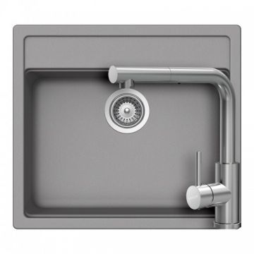 Set chiuveta bucatarie Schock Nemo N-100 + baterie bucatarie Schock Kantus cu cap extractibil - Culoare croma