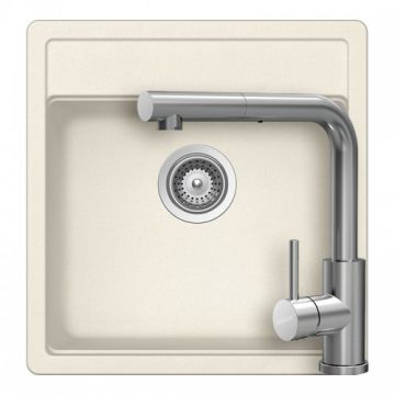 Set chiuveta bucatarie Schock Nemo N-100S Cristalite + baterie Schock Kantus cu cap extractibil - Culoare Vanilla