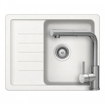 Set chiuveta bucatarie Schock Pinedo D-100XS + baterie Schock Kantus cu cap extractibil + cos scurgere ajustabil cadou - Culoare alpina