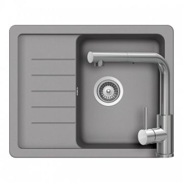 Set chiuveta bucatarie Schock Pinedo D-100XS + baterie Schock Kantus cu cap extractibil - Culoare croma schock