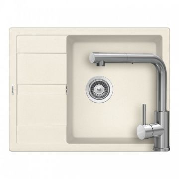 Set chiuveta bucatarie Schock Ronda D-100L + baterie Schock Kantus cu cap extractibil + cos scurgere ajustabil cadou - Culoare Vanilla