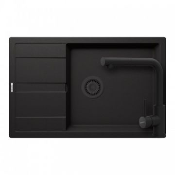 Set chiuveta bucatarie Schock Ronda D-100XL + baterie bucatarie Schock Kantus cu cap extractibil - Culoare Nero