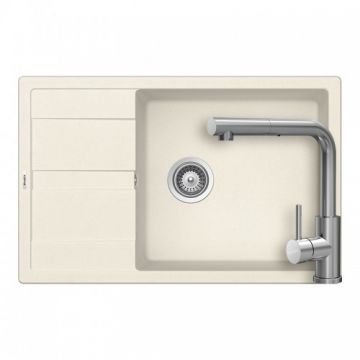 Set chiuveta bucatarie Schock Ronda D-100XL + baterie bucatarie Schock Kantus cu cap extractibil - Culoare Vanilla