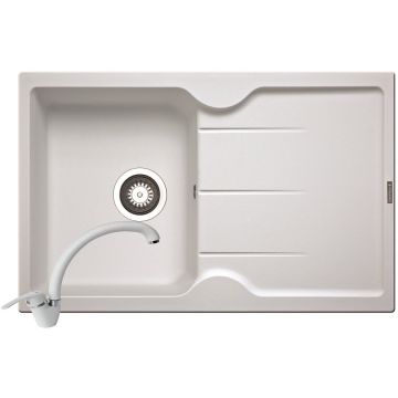 Set chiuveta granit PORTOS si  baterie OSSIA Alb