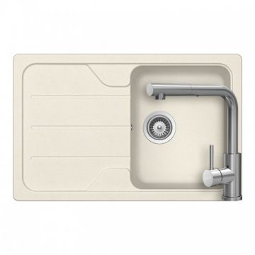 Set chiuveta Schock Formhaus D-100S Cristalite +baterie Schock Kantus cu cap extractibil + cos scurgere ajustabil cadou - Culoare Vanilla