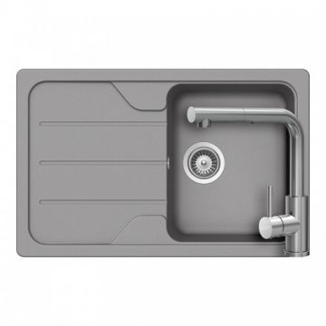 Set chiuveta Schock Formhaus D-100S Cristalite + baterie Schock Kantus cu cap extractibil - Culoare croma schock