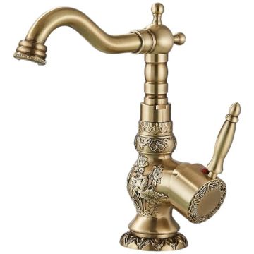 Baterie Baie si Bucatarie BisDesign , Finisaj Bronz Antichizat, Model Decorativ Gravat, Dimensiune 23 cm