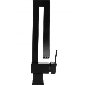 Baterie Chiuveta Baie Bucatarie, Finisaj Negru Mat, Model Elegant Cascada, Dimensiune 35 cm