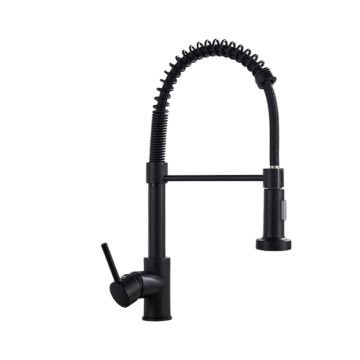 Baterie Chiuveta Bucatarie, 2 Moduri de Curgere cu Dus Extractabil, Finisaj Negru Mat, Dimensiune 44 cm