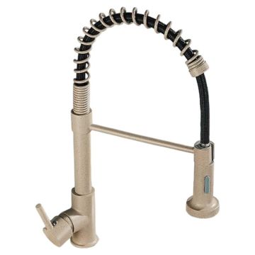 Baterie Chiuveta Bucatarie BisDesign , 2 Moduri de Curgere cu Dus Extractabil, Finisaj Bej Granit, Dimensiune 44 cm