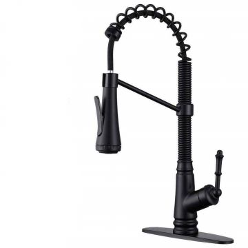 Baterie chiuveta bucatarie, Dus extractabil, 4 Functii de curge, Finisaj Negru Mat Antichizat, Dimensiune 48 cm