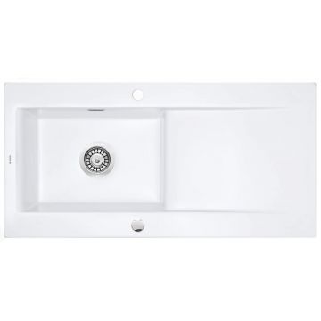 Chiuvetă ceramică, 1-cuvă cu picurător, Sabor, ZCB_6113 Chiuvetă ceramică, 1-cuvă cu picurător, Sabor, ZCB_6113