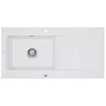 Chiuvetă ceramică, 1-cuvă cu picurător, Sabor, ZCB_A113 Chiuvetă ceramică, 1-cuvă cu picurător, Sabor, ZCB_A113