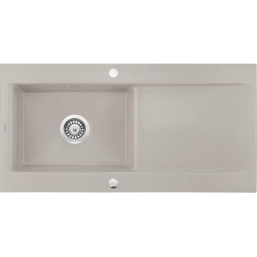 Chiuvetă ceramică, 1-cuvă cu picurător, Sabor, ZCB_C113 Chiuvetă ceramică, 1-cuvă cu picurător, Sabor, ZCB_C113
