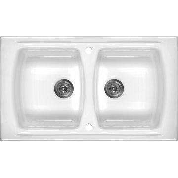 Chiuvetă ceramică, 2-cuve, Lusitano, ZCL_620N Chiuvetă ceramică, 2-cuve, Lusitano, ZCL_620N